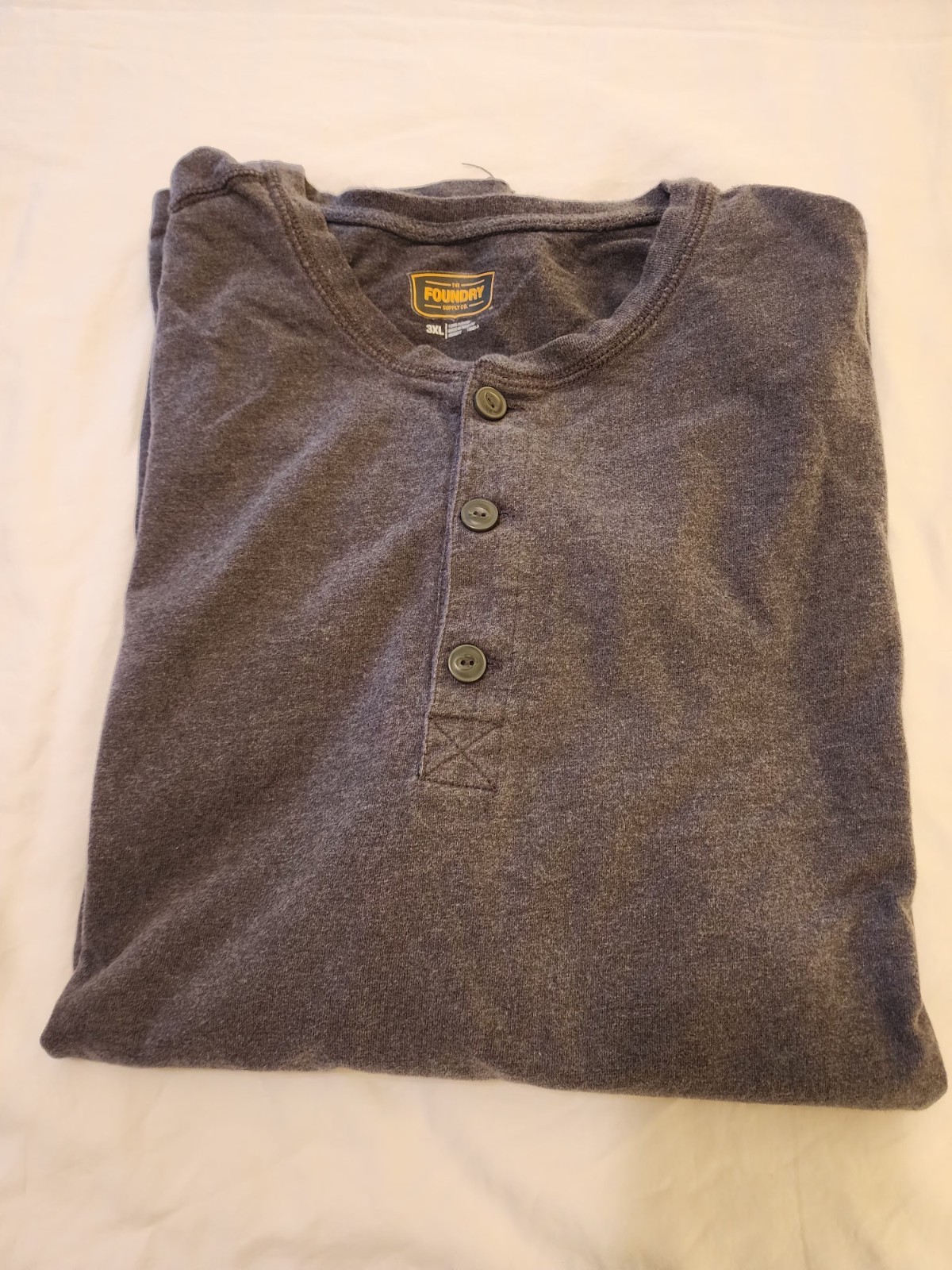 Foundry Supply Men's Long Sleeve Henley Shirt Size 3XL Dark Gray 100% Cotton