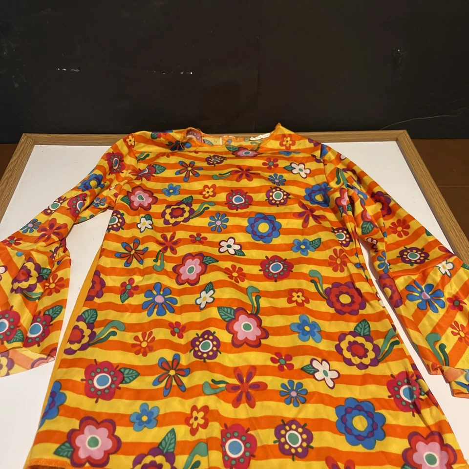 Disfraz Hippie Niños Halloween Años 70 Manga Campana Top e Inferior L Naranja Flor Foto 2 de 4