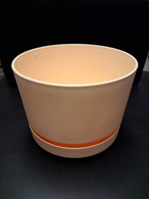 Vintage Plastic Duraco Garden Scene Planter Flower Pot with Attached Saucer