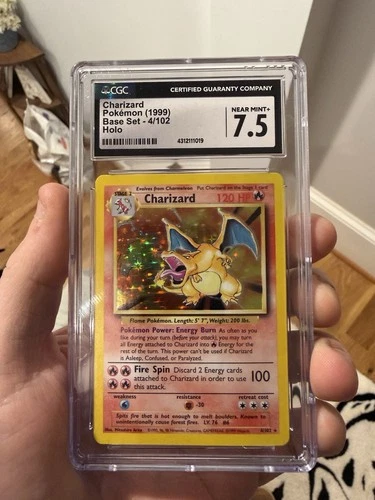 Charizard 1999 Base Set 4/102 Holo Pokemon Card CGC 7.5 Near Mint+