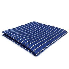 Pinstripe Stripes Pocket Square for Men Blue Brown Satin for Gift
