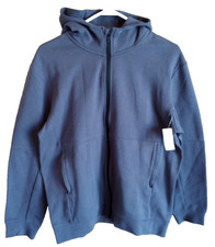  55 Gap Teen GAPFIT Dry Hoodie Full Zip Jacket Blue Cotton Blend Sz XXXL 18-20