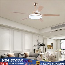 52 inch Gold Indoor Ceiling Fan with LED Light and Remote 3 Light Color