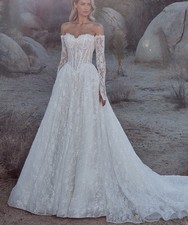 Fairytale Full Wedding Dress Bridal Gown Glitter beaded appliqués Custom Made