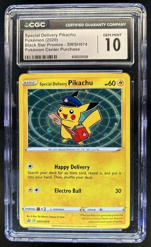 2019-2023 Pokemon SWSH Black Star Special Delivery Pikachu #SWSH074 CGC 10