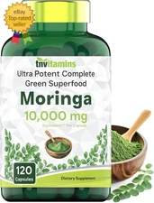 Moringa Capsules 10,000 Mg - 120 Capsules | Pure Moringa Oleifera Leaf Powder 
