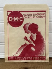 Vintage Lot of 5 French Paper Embroidery Floss Sacks Bags - D.M.C Made in France