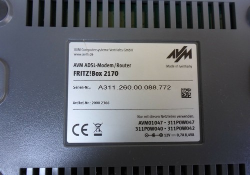 Fritz!Box 2170, AVM ADSL-Modem, DSL Router Fritz Box - Bild 2 von 3