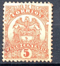 timbre COLOMBIE YT n ° 110  année  1895 - Faciale :  5 CENTAVOS -  oblitéré