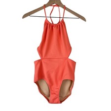 NWT Old Navy Girls Summer Peach Textured Scallop Edged Cutout Swimsuit Size XL