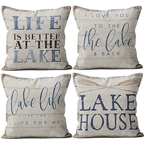 I Love You To The Lake Back Throw Pillow Covers Lake House Decor