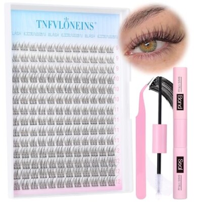 Natural Lash Extension Kit 168Pcs Lash Clusters Kit Wispy Eyelash  9-12MM