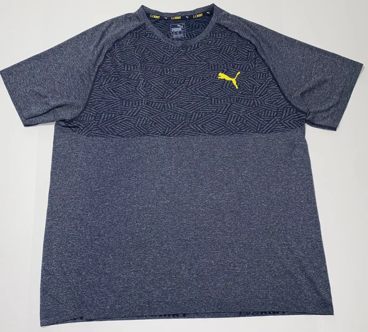 Puma Evo Knit Athletic T Shirt Blue Gray Lightweight Men s Size 2XL EUC