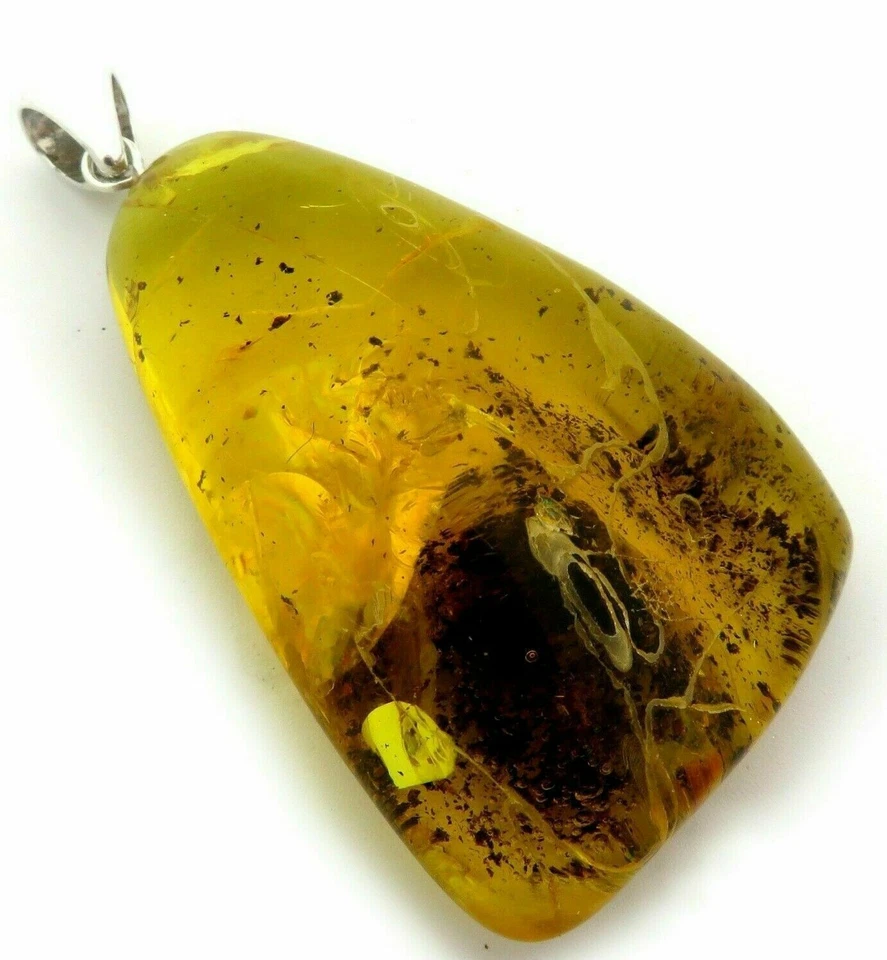 Grande Rimorchio XXL Vero Ambra Giallo Braun Con Argento Sterling 925 Motivo - Immagine 4 di 4