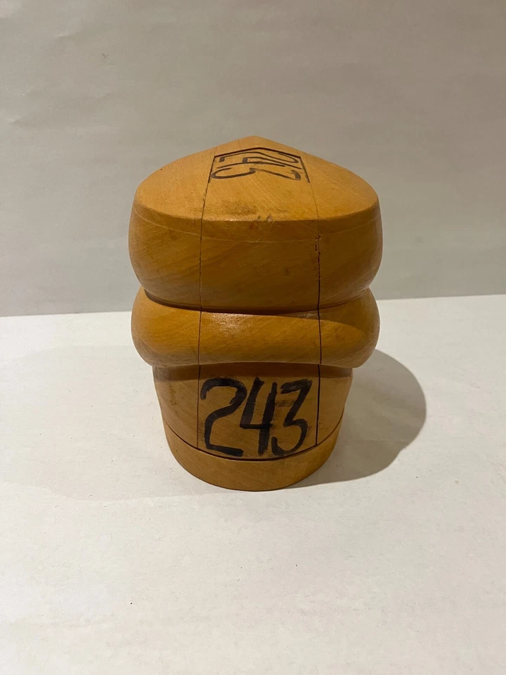 PUZZLE 5 PIEZAS APILADO TAPA PLANA ESTILO SOMBRERERÍA MADERA SOMBRERO BLOQUE MOLDE FORMA ANTIGUO Foto 3 de 4