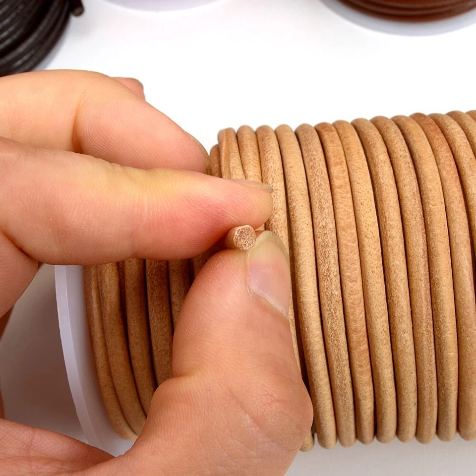 Круглый масляный шнур из натуральной кожи - 3 мм 1 метр цвет кожаный шнур, браслет он - Изображение 4 из 4