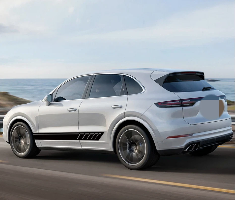 2 PIEZAS Calcomanías gráficas de vinilo a rayas laterales de coche para Porsche Cayenne Auto Door Foto 3 de 4