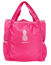 HAWAIIAN LIGHT PINK PINEAPPLE HAWAII REUSABLE SHOPPING BAG FOLDABLE TOTE