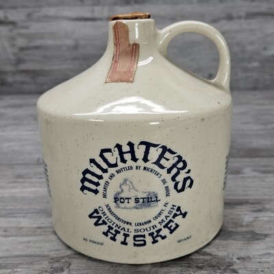 MICHTER'S Pot Still Whiskey Stoneware Jug EMPTY Quart Made in USA Series B 1976