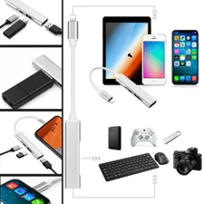 OTG Adapter Charging Cable pop-up for iPhone Lightning to Keyboard 2 USB Female