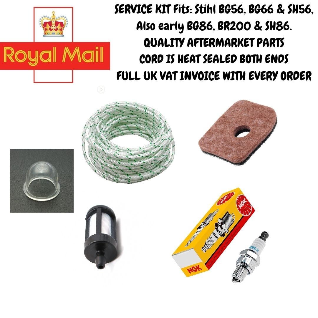 STIHL SERVICE KIT BG56 BG86C BR SH56C SH86 LEAF BLOWER PULL CORD NGK