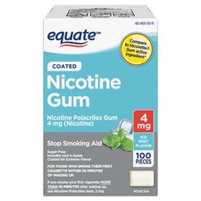 Equate Coated Nicotine Polacrilex Gum 4 Mg, Ice Mint Flavor, Stop Smoking Aid
