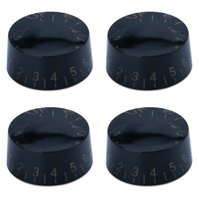 4Pcs Acrylic Bass Guitar Knobs Volume Tone Control Knobs Black Gold numbers