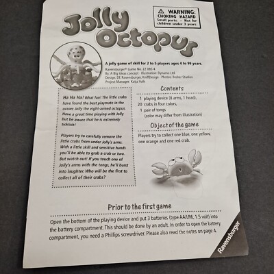 Jolly Octopus Board Game Rules Replacement Instructions