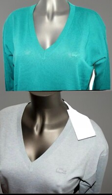 Damen Pullover hell blau und  türkis  Lacoste V-Ausschnitt Gr. 38, 42 u. 44