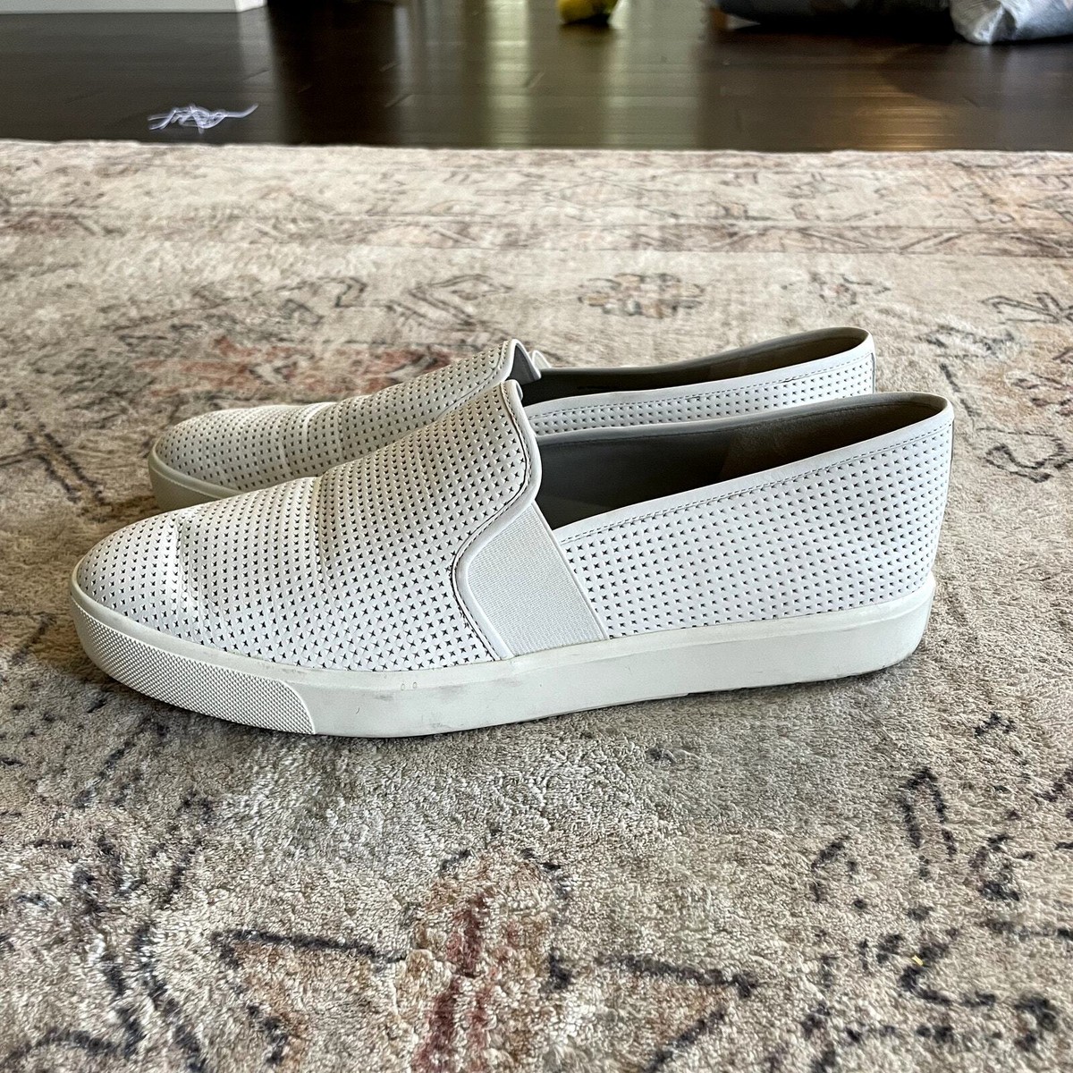 Vince Blair Perforated Leather Slip-On White Sneakers Women Size US 6.5 EU 36.5 Vince Flat Blair White Perforated Leather Slip on Sneaker 36  main image 3