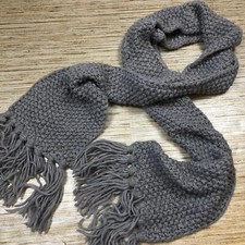 2913 Michael Kors sweater textured knit wrap chunky fringe scarf GREY