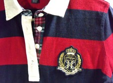 Preppy Tommy Hilfiger 3/4 Sleeve Rugby Polo Crest Dress Plaid Collar Sz S Exc