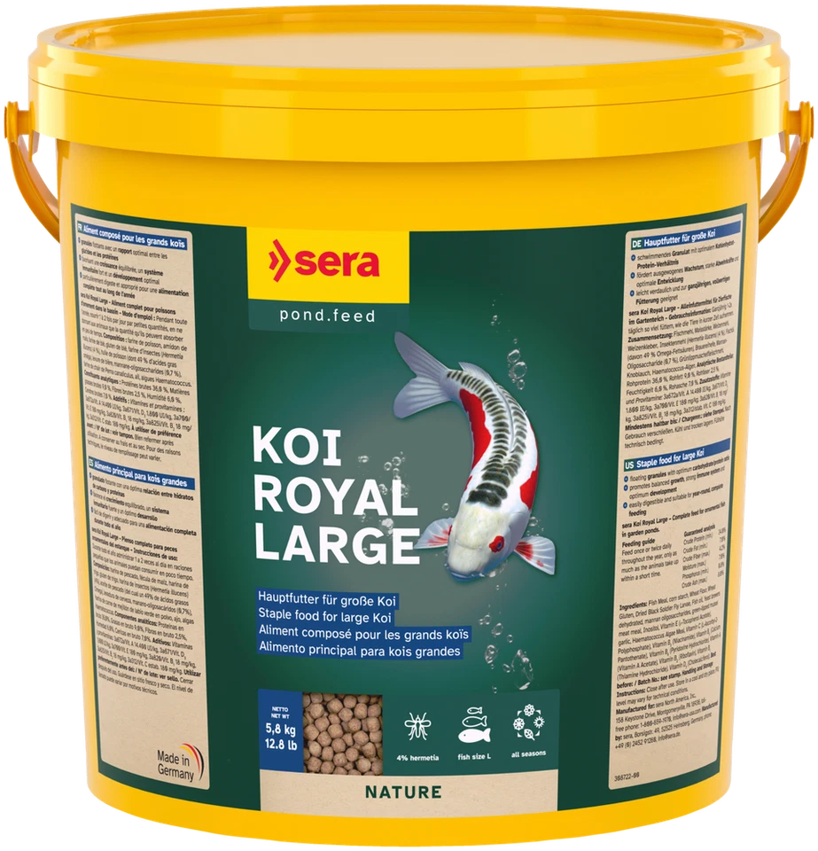 Sera Koi Royal Large 21 Liter Eimer Teichfutter Fische Teich Goldfische Perlets