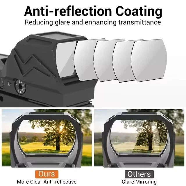 1x22x33mm Red Green Dot Sight 4 Reticle Reflex Sights 20mm Rail Mount - Image 2 of 4