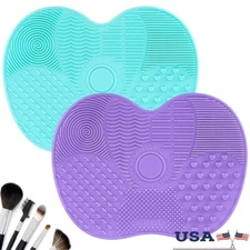 2 Pcs Silicone Makeup Brush Cleaning Mat Portable Suction Cup Cleaner Pad New
