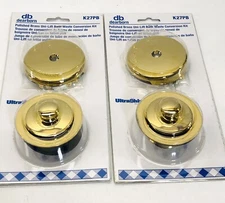 LOT OF 2 DEAR BORN K27PB POLISHED BRASS UNI-LIFT BATH WASTE CONVERSION KIT