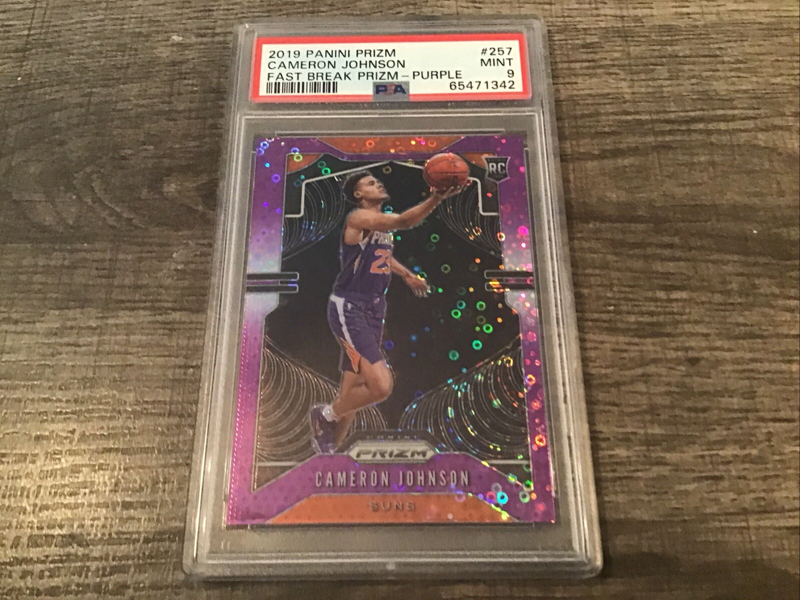 2019-20 Prizm Fast Break Purple #9/75 Cameron Johnson PSA 9 #257 Rookie RC Suns