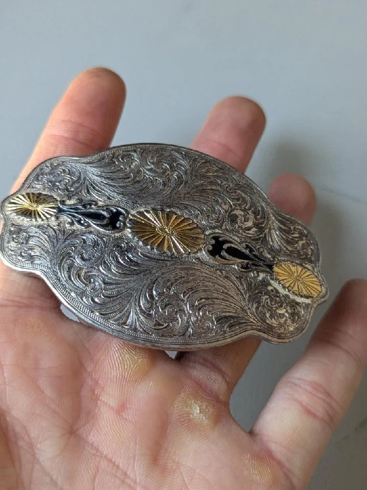 Винтажная пряжка для ремня MONTANA SILVERSMITHS ИНДЕЙСКАЯ СЕРЕБРЯНАЯ ТАРЕЛКА КОРЕННЫХ АМЕРИКАНЦЕВ - Изображение 3 из 4