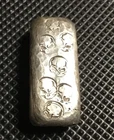 7-SKULLS K2 Metals 1oz .999 Hand Poured Silver Bar STAMPED with SKULLS & K