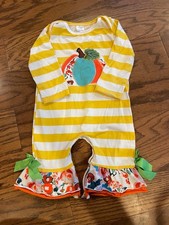 Girls Pumpkin Ruffle Romper Size 12 18 Months Boutique Style
