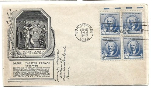 1940 FDC,  DANIEL VICTOR FRENCH, ANDERSON, BLK