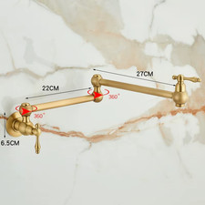 Gold Pot Filler Tap Wall Mounted Foldable Antique Kitchen Faucet Single Cold Sin
