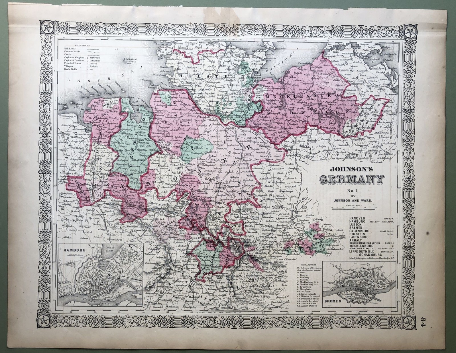 1864 Johnson's maps GERMANY PARTS 1 2 & 3