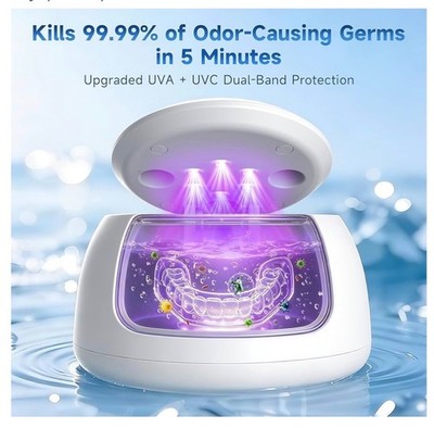 Ultrasonic Dental Cleaning Pod-Retainer-Dentures-Mouth Guard-Tooth Brushes-NEW