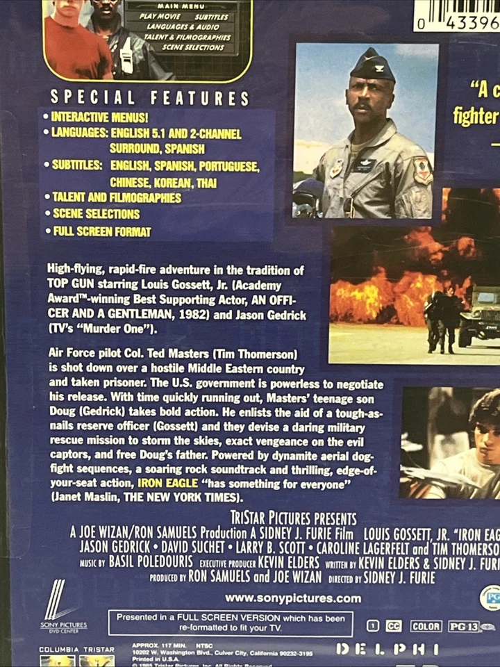 Iron Eagle DVD 1986 Movie Film Jason Gedrick Louis Gossett Jr 2003 Sealed NEW Foto 3 de 3