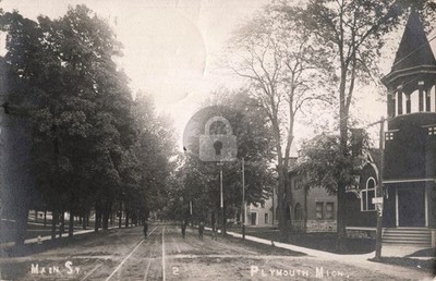 Street View Main St., Plymouth MI Michigan 1907 RPPC Photo Postcard COPY
