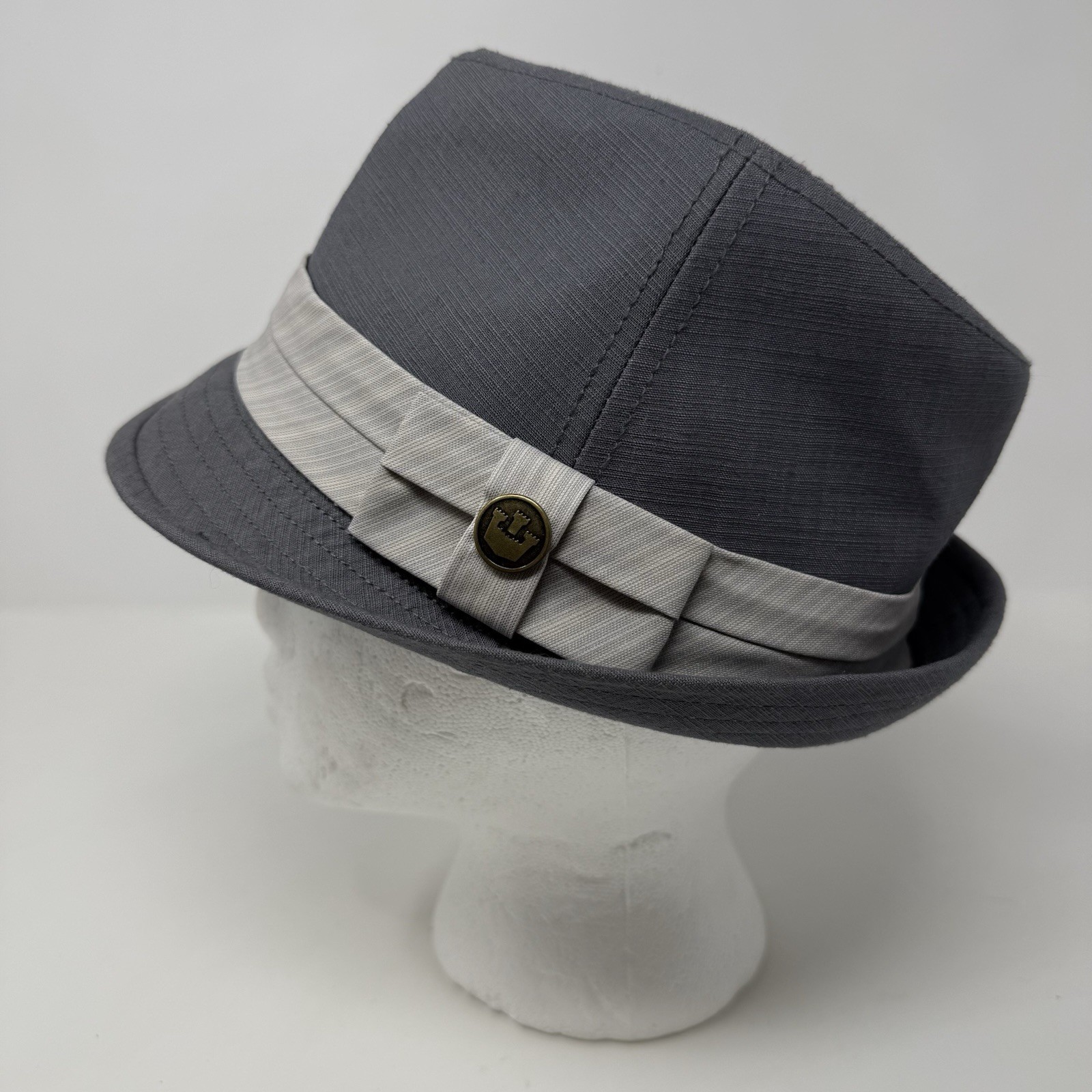 Goorin Bros Multi Blend Grey Fedora Hat Classic Band Size S Pin Striped Lining
