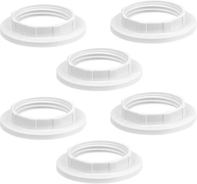 NUTTDOO Lampshade Reducer Ring,6 Pack E14 Plastic Screw Collar Ring E14-28mm