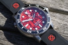 Deep Blue Master 1000 MkII Dive Watch. Seiko movement. Red abalone dial.