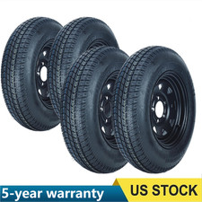 4 Pack St20575d15 Trailer Tires With 15 Rims 5 Lug 6 Ply Load Range C Black